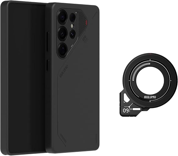 Aulumu S25 Ultra Galaxy Vegan Leather Magnetic Case + G09 Magnetic Ring Grip,Includes (S25) Black + (G09) Black
