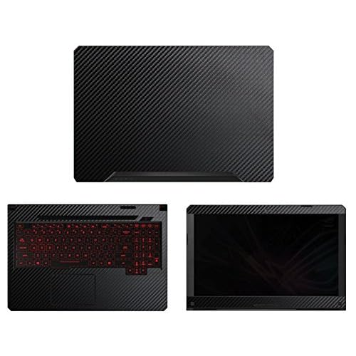 Decalrus - Protective Decal for Asus TUF Gaming Laptop FX504 15.6 Screen Laptop Black Carbon Fiber Skin case Cover wrap CFasusTUF15_Fx504Black