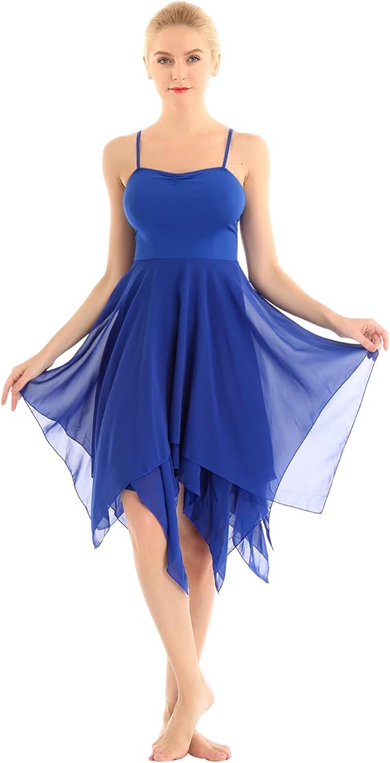 Women's Contemporary Lyrical Dance Dress Chiffon Asymmetric High-Low Flowy Dress Dance Costume