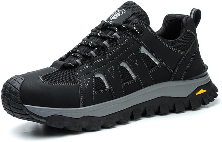 Steel Toe Work Shoes for Men Non Slip Safety Shoes, Comfortable Wide Toe, Lightweight & Durable Work Sneakers