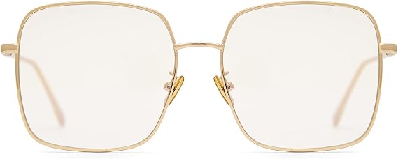 EVEE Square Oversized Anti-Blue Light Glasses For Women with Flat Lenses and Metal Frame - (Kelly)