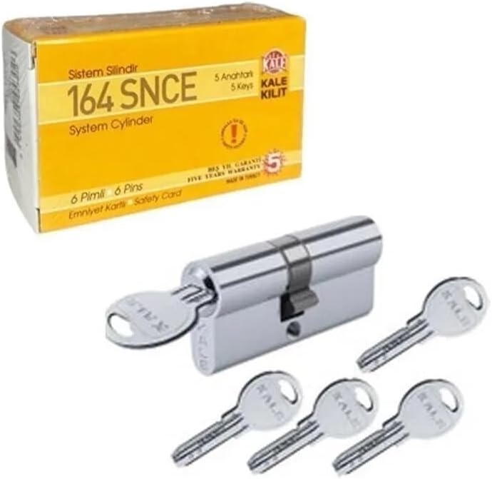 Bijutek Kale Kilit 164 SNCE Barel 68mm 5 Anahtarlı Kapı Kilidi Göbeği (Nikel, 68MM) (164 SNCE)