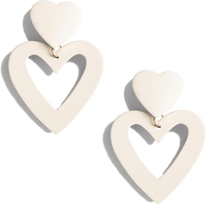 Double Heart Earrings Dangling Heart Drop Earrings For Women Love Heart Dangle Earrings Birthday Gift