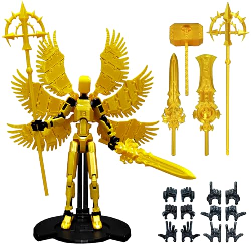 apcute Assembly Completed 3D Printed T13 Action Figure, 5.5 Inch Multi-Jointed Movable Dummy 13 Toy,Dummy 13 Robot Action Figure with Lots of Weapons