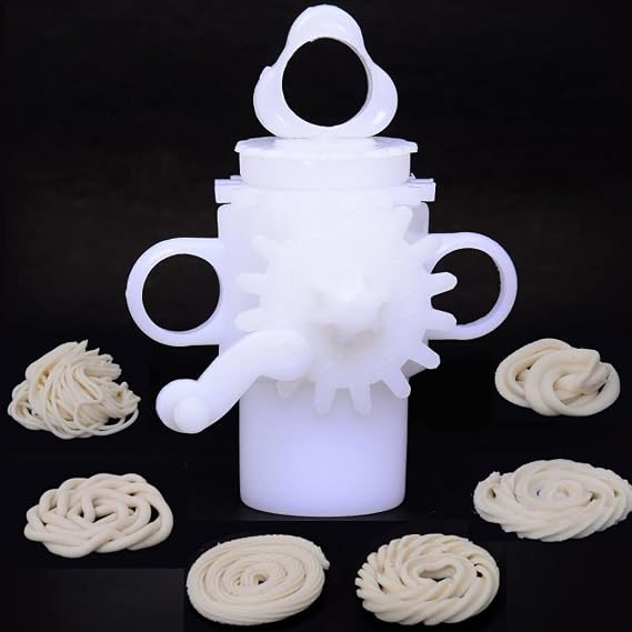 Food Grade Plastic Multifunctional Murukulu Maker Press For Namkeen, Chakli, Noodles, Idiyapam, Cake Icing, And Savoury Maker- Pack Of 1 With 15 Different Jaalies