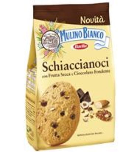 Mulino Bianco Schiaccianoci Biscuits with Dry Fruits and Dark Chocolate 300gr 10.58oz