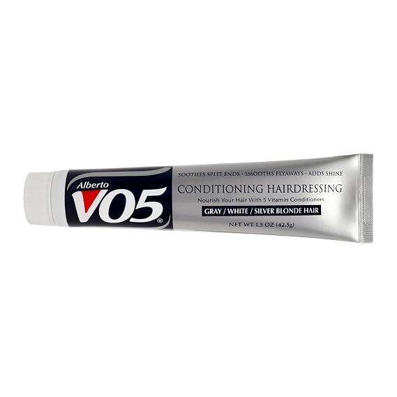 Alberto VO5 Conditioning Hairdressing for Grey White Silver Blonde Hair - Hair Conditioner Styling Product - Smooths Frizz - Brightens Color - 1.5 oz