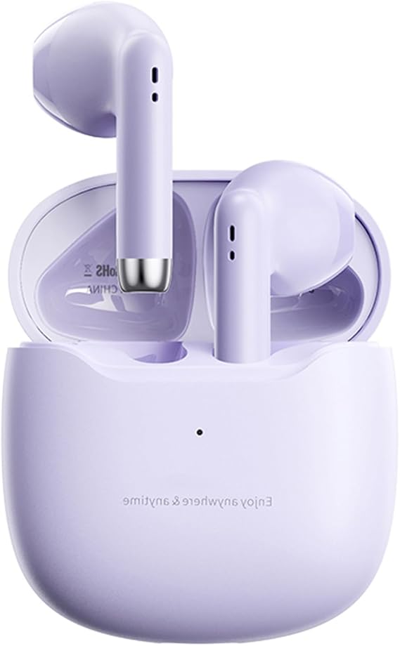 TWS-19 Purple Wireless Bluetooth 5.3 In-Ear Headphones for Kids & Women, True Wireless Earbuds with 13mm Titanium Plated Diaphragm, Active Noise Cancellation, 5Hrs Playtime