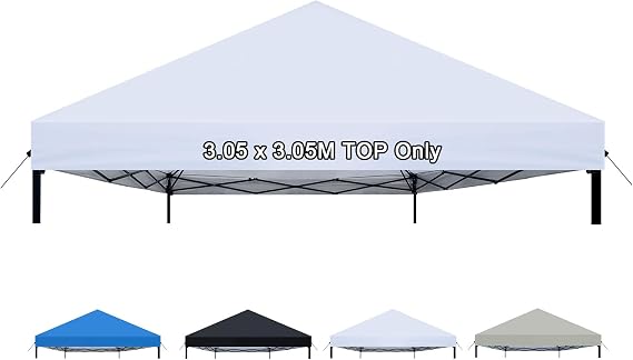 Joramoy 10x10 Canopy Replacement Top Only Straight Leg(White,120 Inchs) | Waterproof UV Protection Tent Cover,Sliver Coated,Windproof Ropes,For Outdoor Garden Patio Camping(Frame NOT INCLUDED)