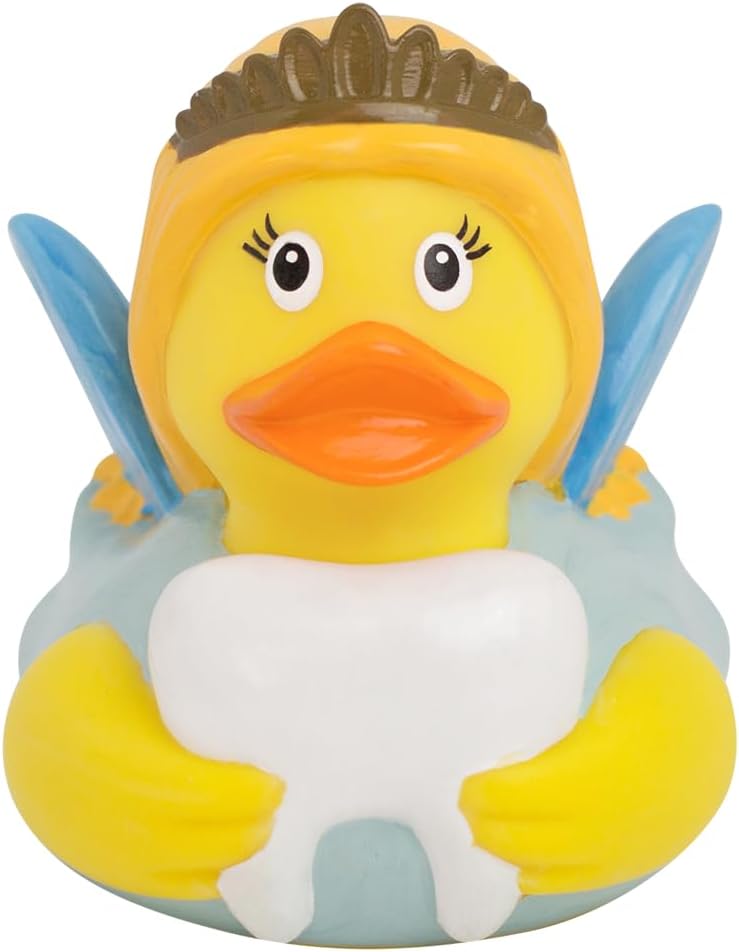 3 Inch Tooth Feiry Rubber Duck Bath Toy, Collectable, Fun for All Ages, Auto Dash Decoration, Crusing Vacation Gift, Party Favors, Office, School, Home