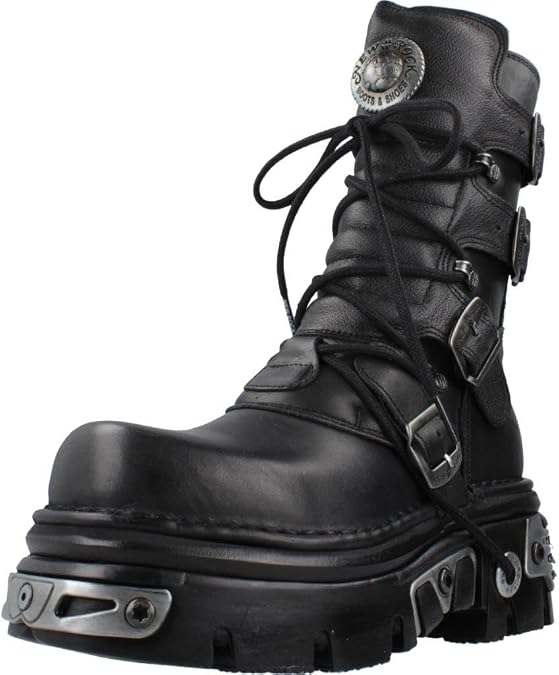 New Rock Reactor Half Boots Unisex Platform Boots in Black - 8 US