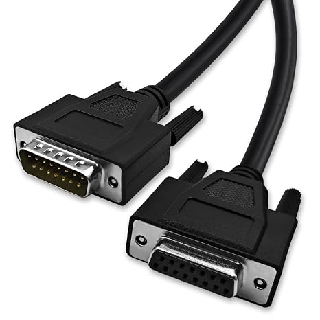 16 Feet(5 Meter) DB15 15 Pin Two Row Straight Through Serial Extension Cable, Double Shielded(Metal Braiding&AL-foil), Female to Male, Black, SC910S09FM
