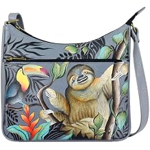 Anna by Anuschka Women's Original Genuine Leather Hand-Painted Medium Crossbody - Leather Handbag for Women