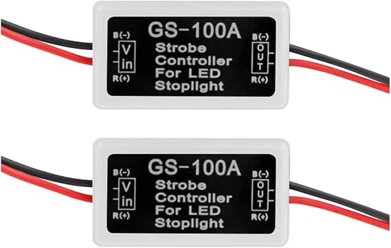 2pcs Car Flash Strobe Controller 12-30V LED Brake Light Flasher Module ABS Auto Flash Module Flash Strobe Controller for Motorcycle Truck Tail Stop Light White