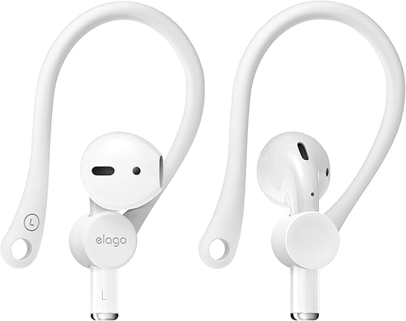 elago Ear Hooks Designed for AirPods Pro & 3, 2, 1, Anti-Slip Earbud Accessories, Comfortable Fit, Ergonomic Design, Durable TPU Construction, Perfect for Exercising [White]