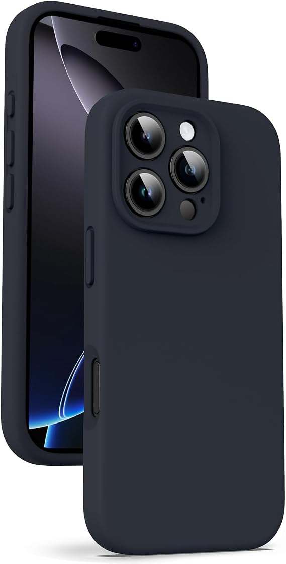 Supdeal Liquid Silicone Case for iPhone 16 Pro - [Camera All-Round Protection] [Soft Microfiber Lining Anti-Scratch] 4 Layer Full Covered Shockproof Gel Rubber Phone Case Cover, 6.3", Black