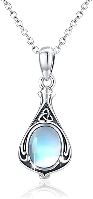 Moonstone Necklace Labradorite, Blue Gemstone Pendant For Women Girls