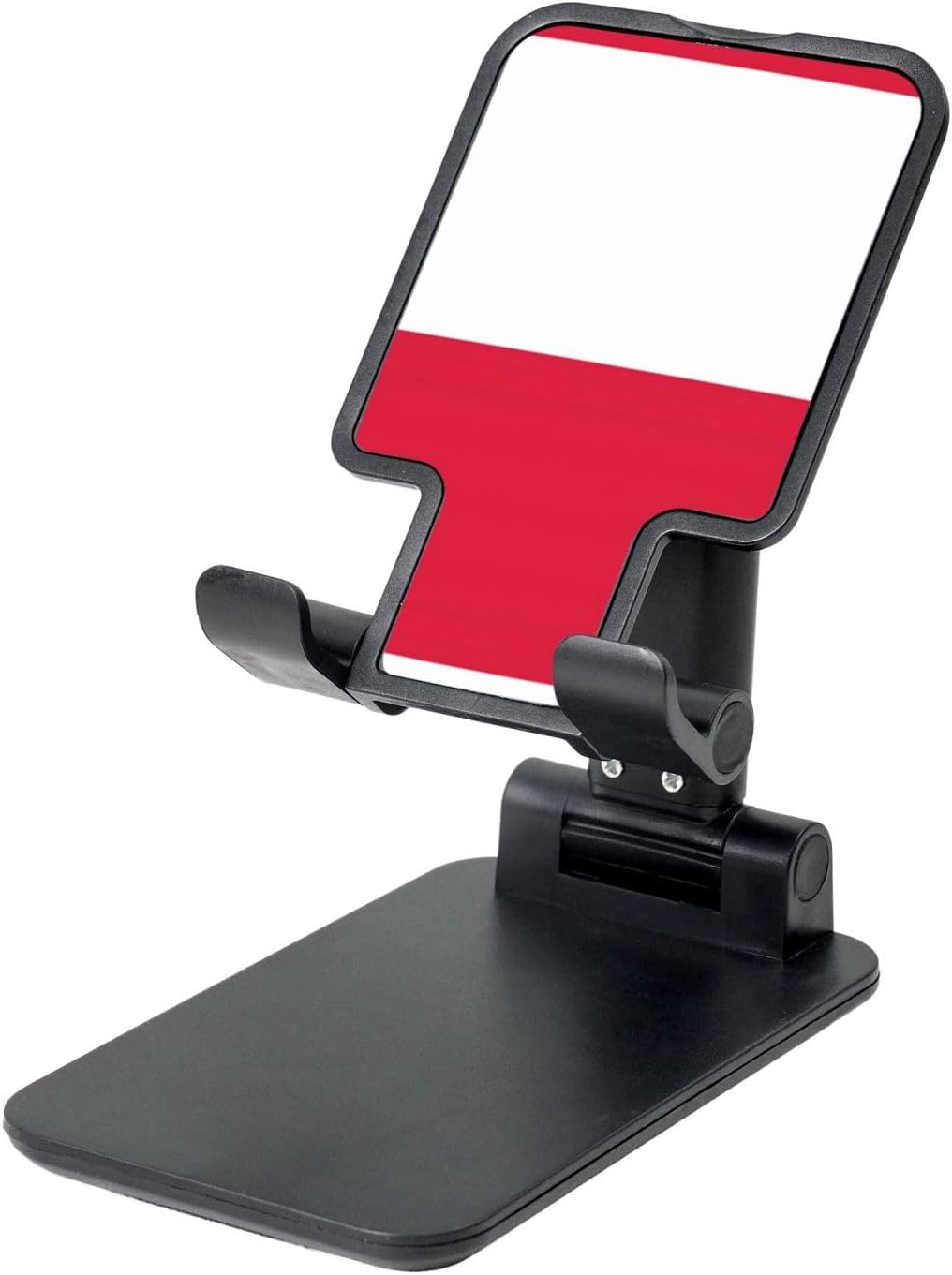 Polish Flag Universal Cell Phone Holder - Adjustable Desk Phone Stand for Office Home & Travel Black