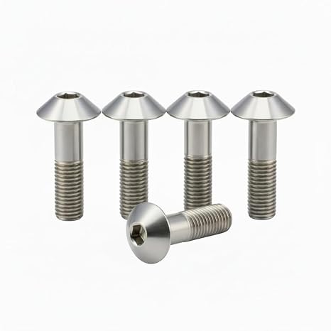 RISON TITANIUM M6x1.0x30mm Titanium Raw Titanium Umbrella Head Hex Bolt | Hex Socket Dome Head Screw GR5 Ti-6Al-4V Heavy Duty Fastener for Motorcycle ATV Dirt Bike E-Scooter Pack of 5