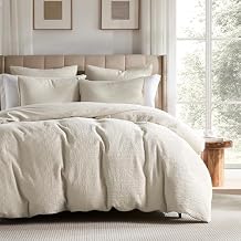 WDCOZY 100% Cotton Luxury Honeycomb Duvet Cover Set King Size with Hidden Zipper, Neutral Beige Waffle Weave Bedding, Textured Soft and Breathable Washed, Linen Like, 3 Pieces, 104x90 inches