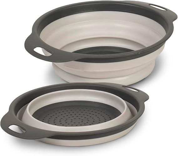Glad Collapsible Colander Strainer - 2L | Small Pasta Drainer for Kitchen, Vegetables, and Fruit | Round Plastic Foldable Draining Basket for Easy Storage