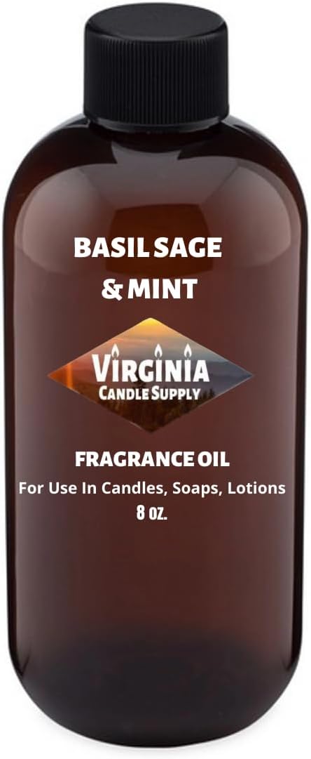 Basil Sage & Mint Type Fragrance Oil (Our Version of The Brand Name) (8 oz Bottle) for Candle Making, Soap Making, Tart Making, Room Sprays, Lotions, Car Fresheners, Slime, Bath Bombs, Warmers