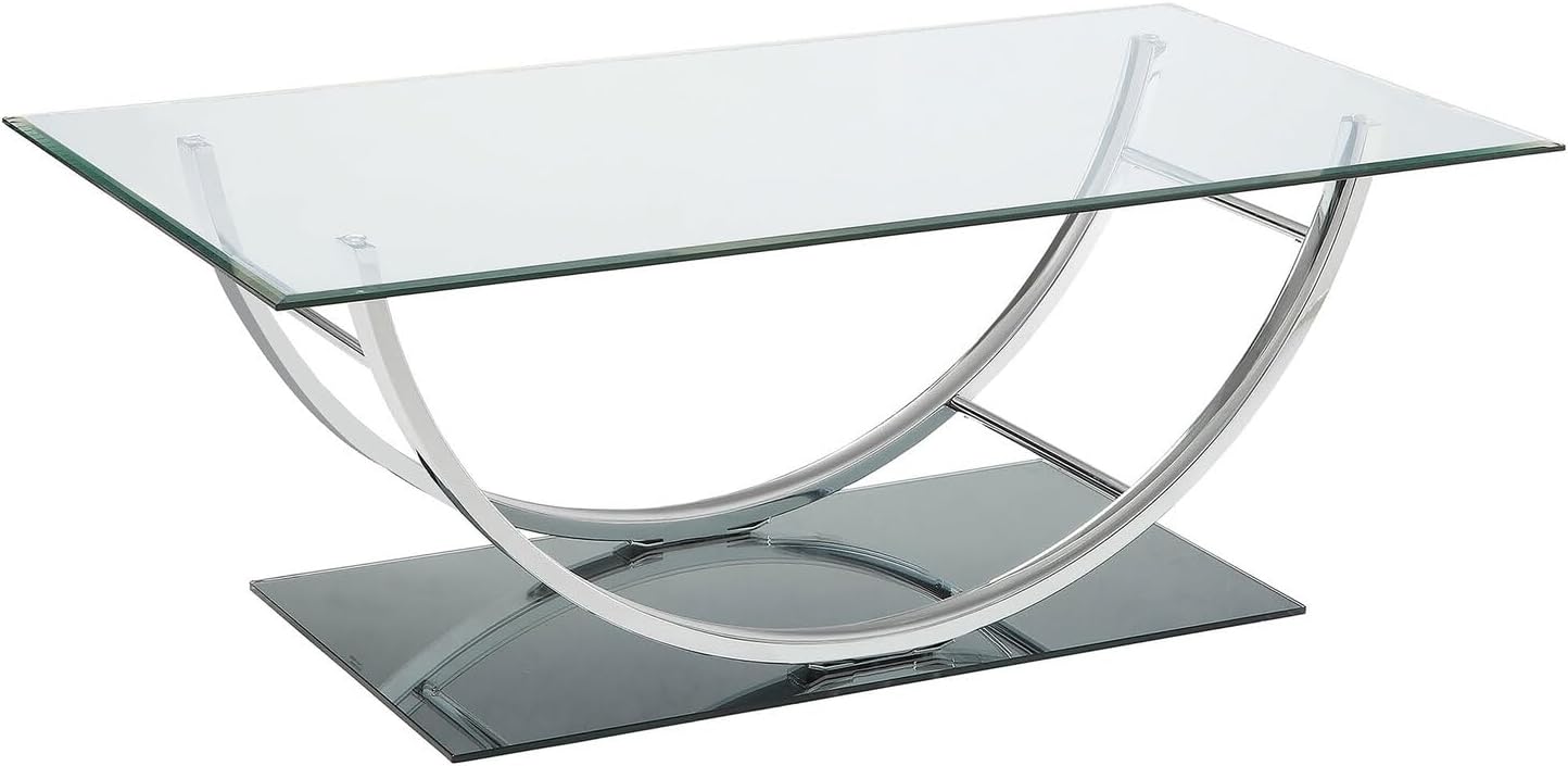Coaster 704988-CO Glass Top Coffee Table, Chrome