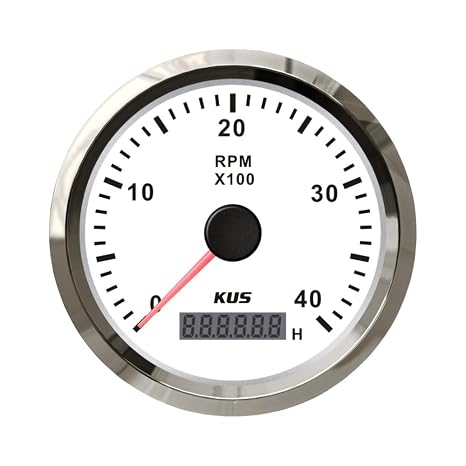 Universal Tachometer RPM Gauge with Hour Meter 0-4000RPM 12V/24V with Red and Yellow Backlight 85mm