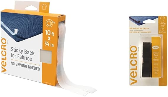 Sticky Back for Fabrics, 10 Ft Bulk Roll No Sew Tape, White & Sticky Back for Fabrics | 24" x 3/4" Tape with Adhesive| Cut Strips to Length Permanent Bond to Clothing