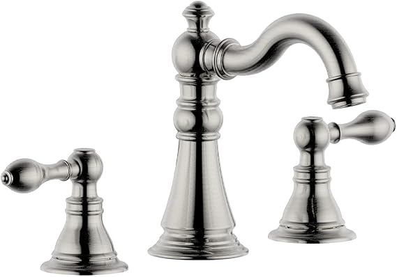 8 Inch Two-Handle Widespread Bathroom Faucet with Pop up Drain, Brushed Nickel Bathroom Sink Faucet 3 Hole,High Arc Swivel Spout Lavatory Faucet,F-8805-BN