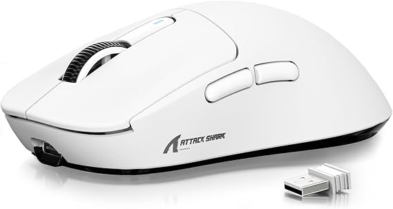 ATTACK SHARK X3 49g SUPERLIGHT Fare, PixArt PAW3395 Oyun Sensörü BT/2.4G Kablosuz/Kablolu Oyun Faresi, 26000'e Kadar 6 Ayarlanabilir DPI, 200 Saat Pil, G502, Win11/Xbox/PS/Mac için Ofis Faresi (Beyaz)