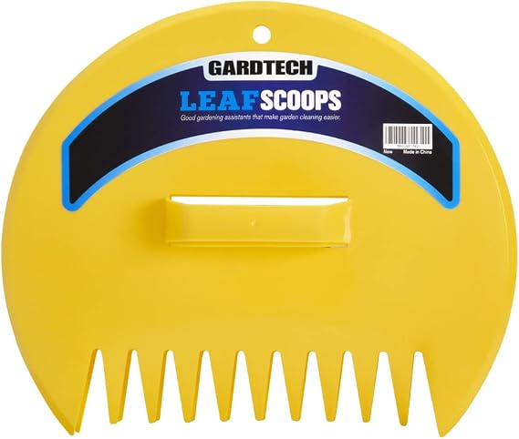Gardtech 2 Pcs Yellow Leaf Scoops Hand Rakes Without Lawn Garbage Bags, Large Durable Ergonomic Leaf Scoops for Picking up Leaves, Grass Clippings, Fast & Easy Leaf and Lawn Grass Removal