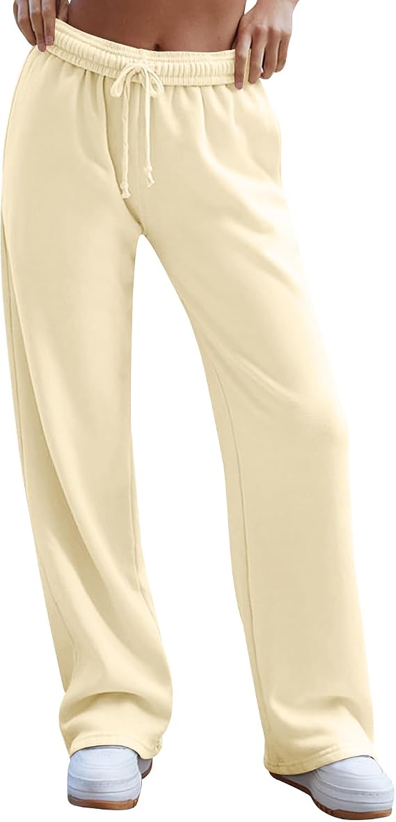 Womens Softstreme Sweatpants Baggy Cotton Wide Leg Sweatpants High Waisted Interior Lounge Pants w/Pockets