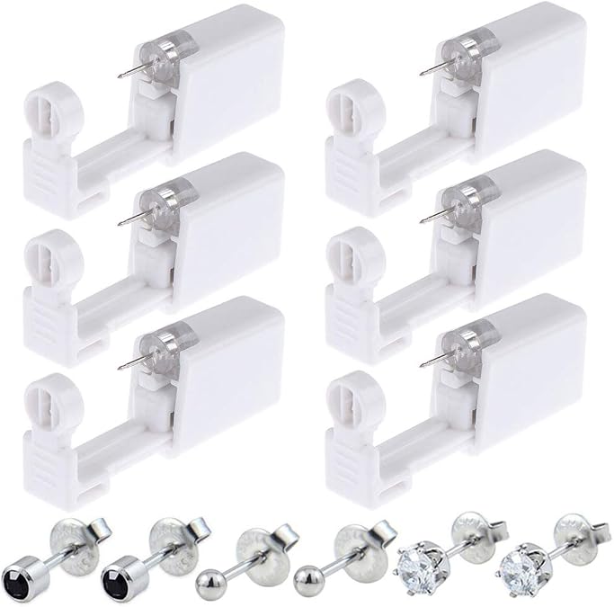 Ear Piercing Gun Kit 18Pcs Disposable Ear Piercing Kit Including Self Ear Piercing Gun with Built-in Earrings Stud Clean Tools for Ear Cartilage Tragus Helix Piercing Kit