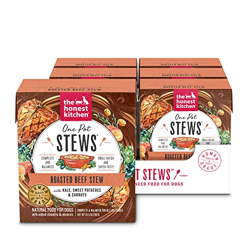 The Honest Kitchen Human Grade One Pot Stews: Roasted Beef Stew with Kale, Sweet Potatoes & Carrots Wet Dog Food, 10.5 oz x6