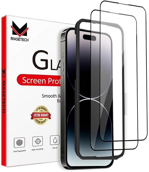 iPhone 14 Pro Screen Protector Tempered Glass Compatible with Apple Dynamic Island (2 Pack)