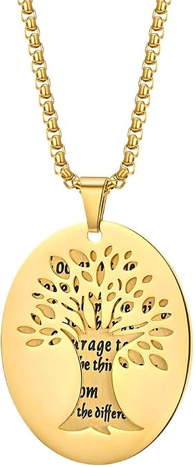 PAMTIER Unisex Stainless Steel Tree of Life Amulet Necklace Gold with Chain