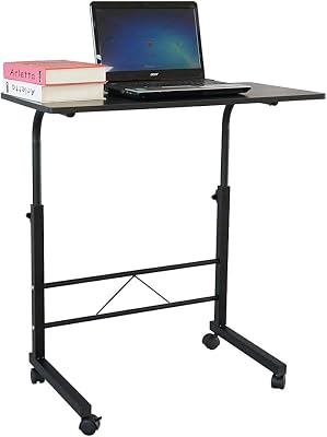 Karl home Side Table Mobile Standing Desk Adjustable Height Portable Laptop Table, TV Tray Computer Workstation Sofa Bed Teble for Home Office, Desktop 23.62 L x 15.75 W, Black