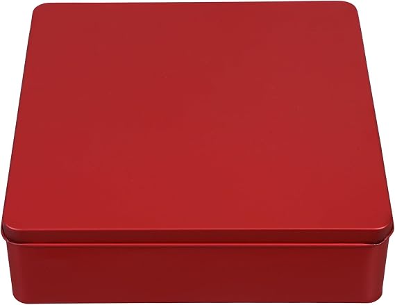 ABOOFAN Tinplate Candy Box with Lid Empty Square Storage Box for Cookies Mints Small Crafts Festival Party Favor Packaging Reusable Decorative Tin 7.87 X 7.87 X 2.16 in