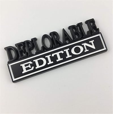 1PC Word DEPLORABLE EDITION Car Truck 3D Letter Emblem Badge Sticker Decal black and white