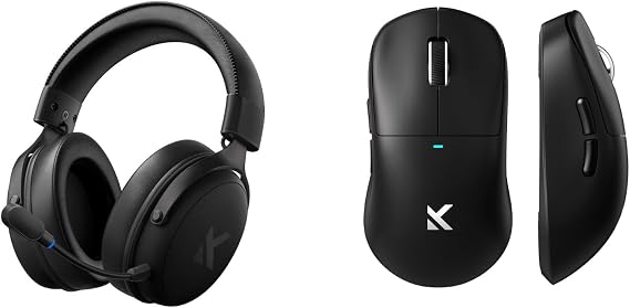 MCHOSE V9 PRO Wireless Gaming Headset, M7 Ultra Wireless Gaming Mouse, 7.1 Surround Sound, Noise Canceling Mic, Tri-Mode Connection, 8K Polling, 53g Lightweight Ergonomic, Black