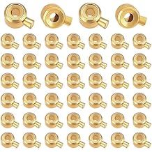 PH PandaHall 60pcs 18K Gold Plated Crimp Beads, Brass Stopper Beads Gold Metal Crimp Bead Charms Column Positioning Spacer Bead for Necklaces Bracelets Jewelry Making Accessory Ends, 4x3mm