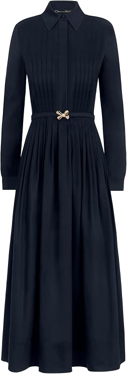Bow Belt Cotton Stretch Twill Dress