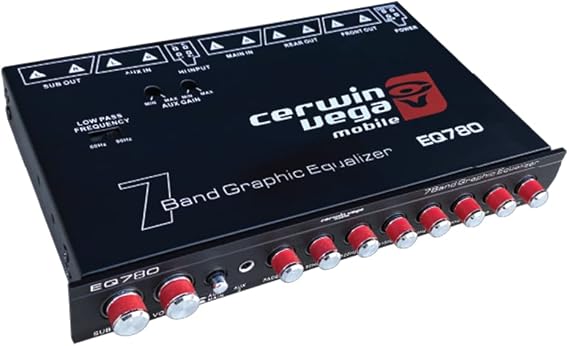 Cerwin Vega 7-Band Parametric EQ with AUX Input - High Power Car Audio System Equalizer, Subwoofer Level Control, Low Pass Filter, MP3 Connectivity - Car Accessories for Enhanced Bass EQ-780