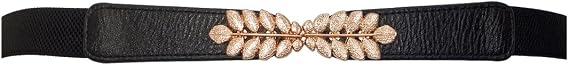 eVogues Plus size Leaf Interlocking Buckle Elastic Belt
