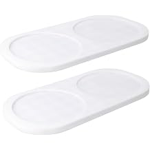 2 in 1 Silicone Coaster and Salt Holder Small Tray for Kitchen and Bathroom to Place Soap Dispensers, Toothbrush Holder, Drinks, Cup Mat, Salt and Pepper shakers Non-Slip (White)