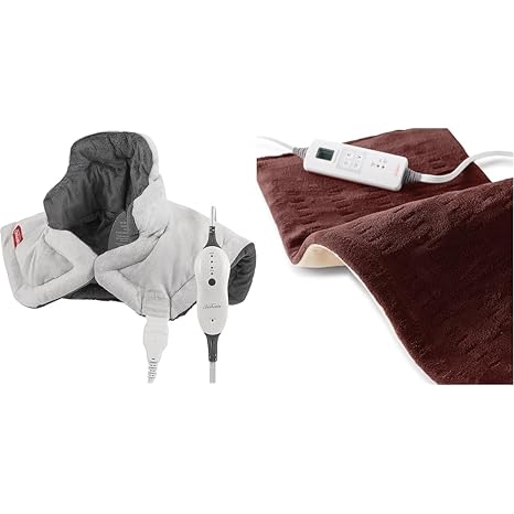 Sunbeam Heating Pad for Neck and Shoulder Pain Relief with Auto Shut Off and Moist Heating Option & XL Heating Pad for Back