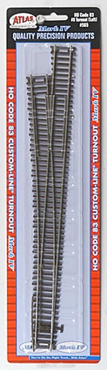 Code 83 Nickel Silver #8 Custom-Line Turnout Left HO Scale Atlas Trains