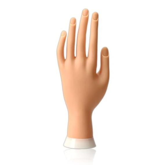 Vktech Nail Art Soft Practice Hand Flexible Silicone Prosthetic Hand Manicure Tool