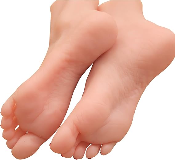 ZHY 1 Pair of Soft Silicone Life-Size Female Model feet Models Lifelike Detail Display Artistic Sketches, Nail Art Practice, Jewelry, Footwear Display, etc. (US 5.5 Yards, 22 cm)